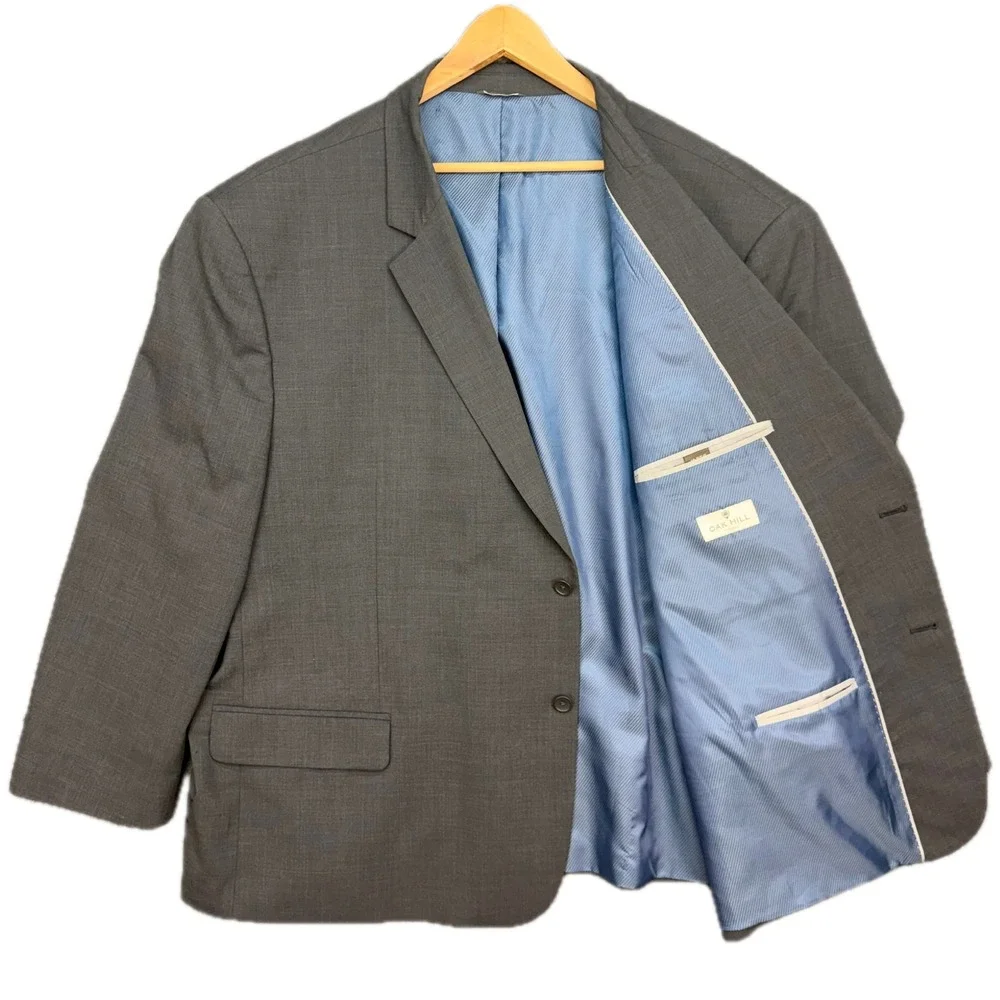 Oak Hill Blazer Mens 60 REG Grey Two Button Sport Coat DXL Big and Tall - Picture 1 of 12